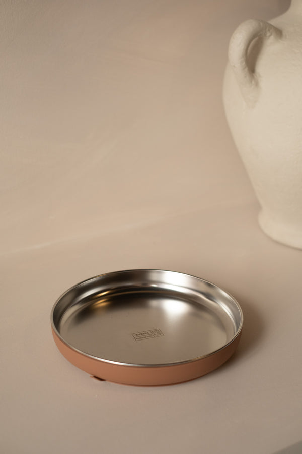 Asiette succion inox-silicone caramel