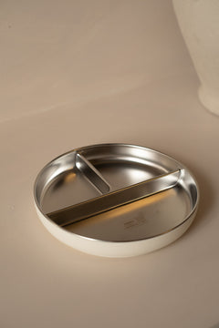 Assiette succion inox-silicone blanc