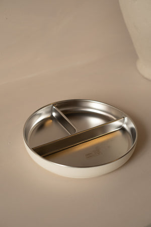 Assiette succion inox-silicone blanc
