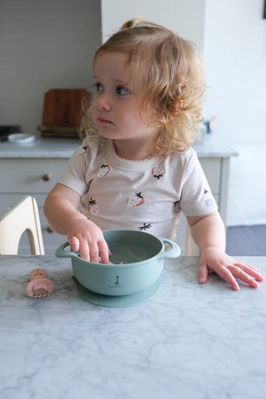 Suction silicone bowl