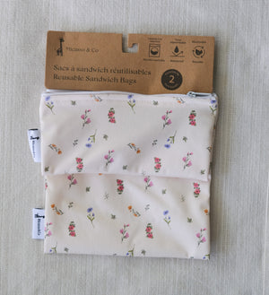 Ensemble de 2 sacs à collation et à sandwich réutilisables