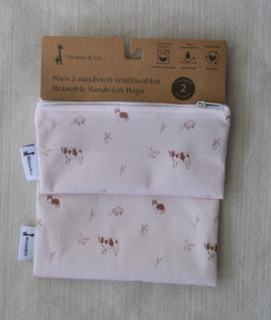 Ensemble de 2 sacs à collation et à sandwich réutilisables