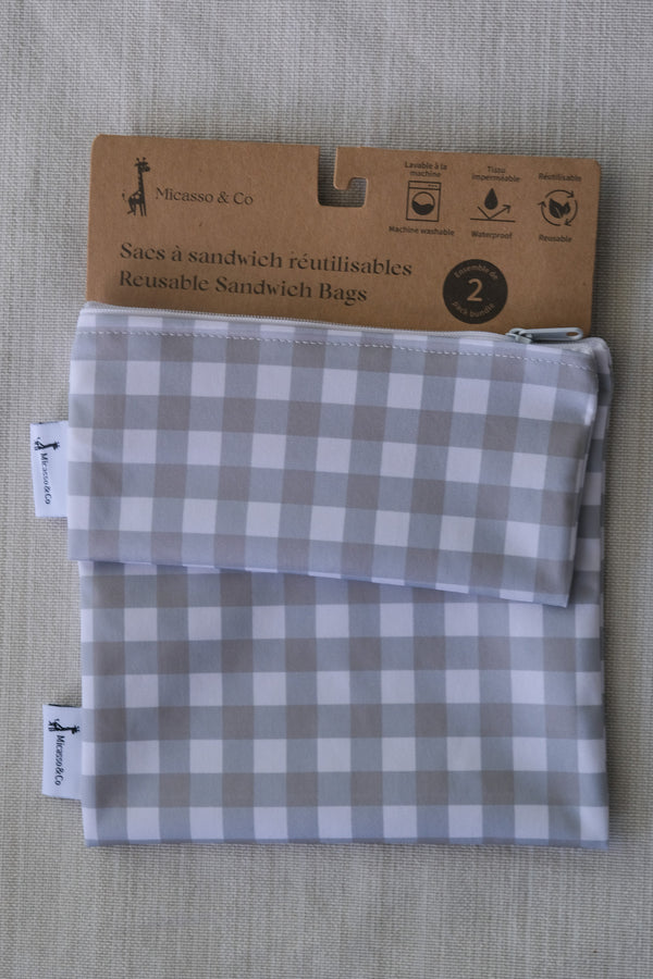 Ensemble de 2 sacs à collation et à sandwich réutilisables