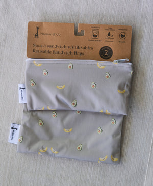 Ensemble de 2 sacs à collation et à sandwich réutilisables