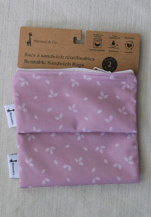 Ensemble de 2 sacs à collation et à sandwich réutilisables