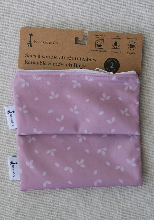 Ensemble de 2 sacs à collation et à sandwich réutilisables