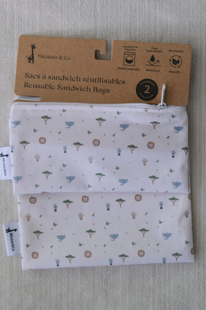 Ensemble de 2 sacs à collation et à sandwich réutilisables