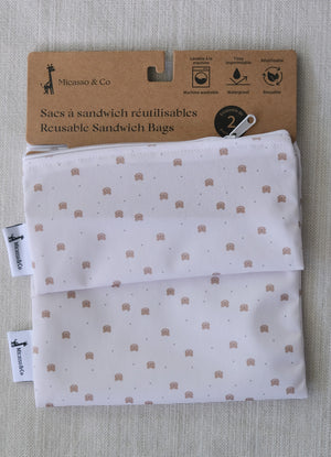 Ensemble de 2 sacs à collation et à sandwich réutilisables