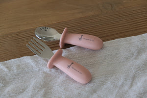 Silicone and metal spoon and fork set