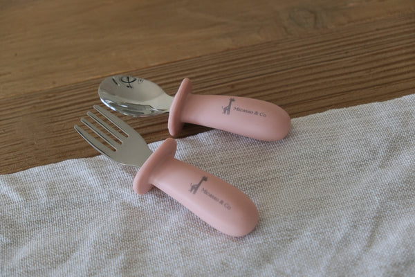 Silicone and metal spoon and fork set