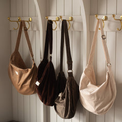 Sac Croissant en Corduroy - Bandoulière Ajustable & Fermeture Éclair