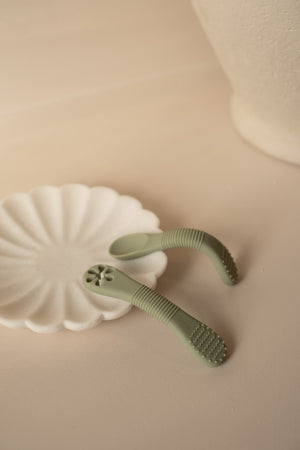 Duo de cuillères silicone bébé avec étui de transport Micasso & Co
