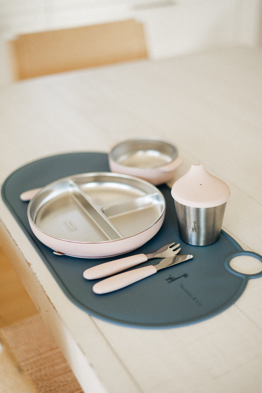 Ensemble complet alimentation silicone - inox rose