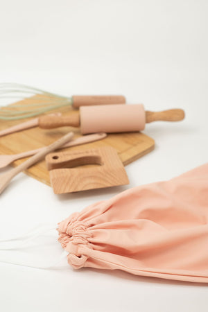 Ensemble mini-chef avec sac rose