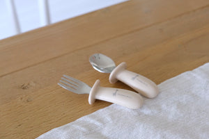 Silicone and metal spoon and fork set