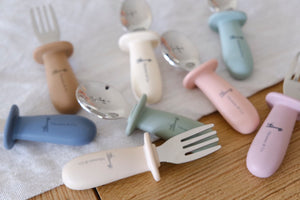 Silicone and metal spoon and fork set