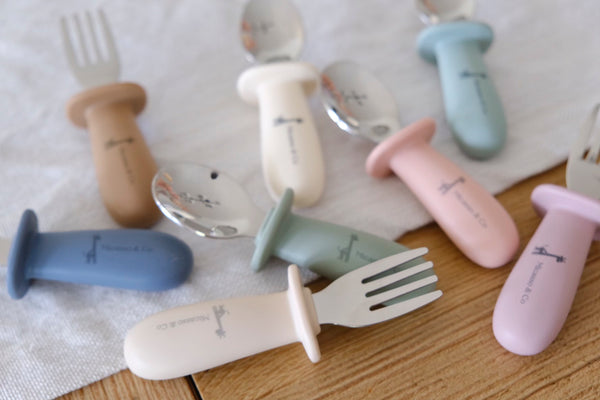 Silicone and metal spoon and fork set