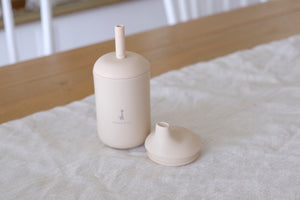 Silicone cup with straw and spout