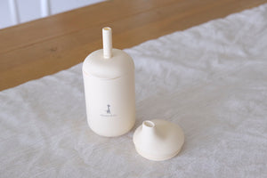 Silicone cup with straw and spout