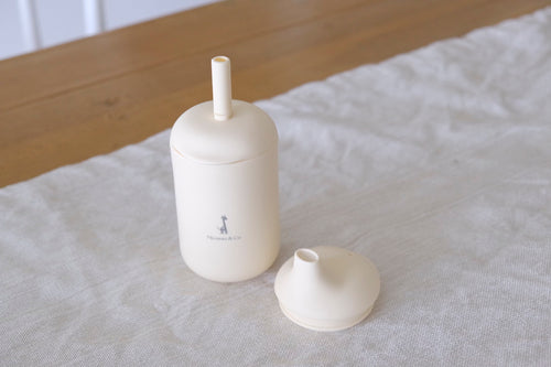 Silicone cup with straw and spout