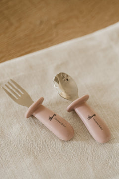 Silicone and metal spoon and fork set