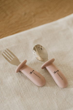 Silicone and metal spoon and fork set