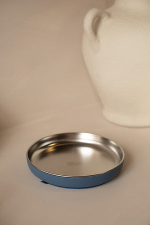 assiette inox-silicone bleu majesteux