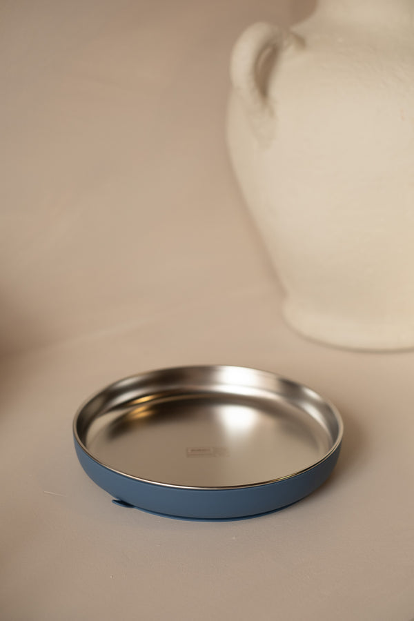 assiette inox-silicone bleu majesteux