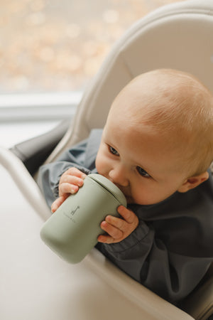 Silicone cup with straw and spout