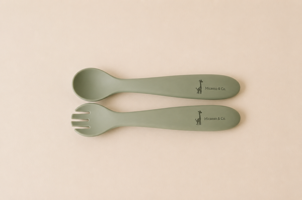 Ensemble cuillère et fourchette en silicone pour enfant