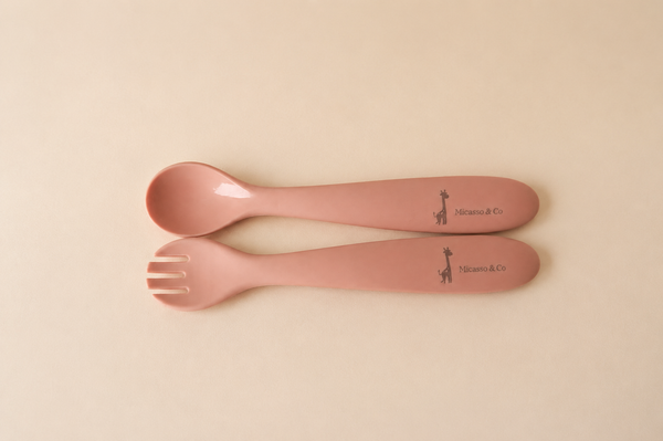 Ensemble cuillère et fourchette en silicone pour enfant