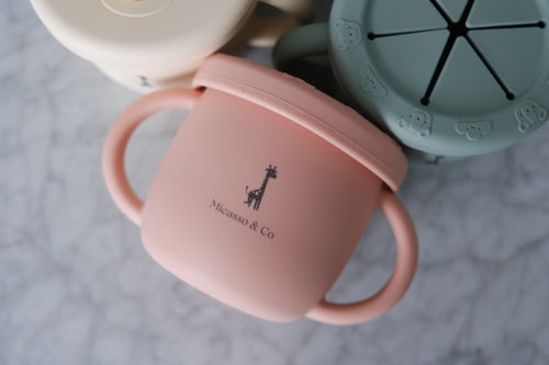 Tasse d'apprentissage 2 en 1 pour collation et liquide